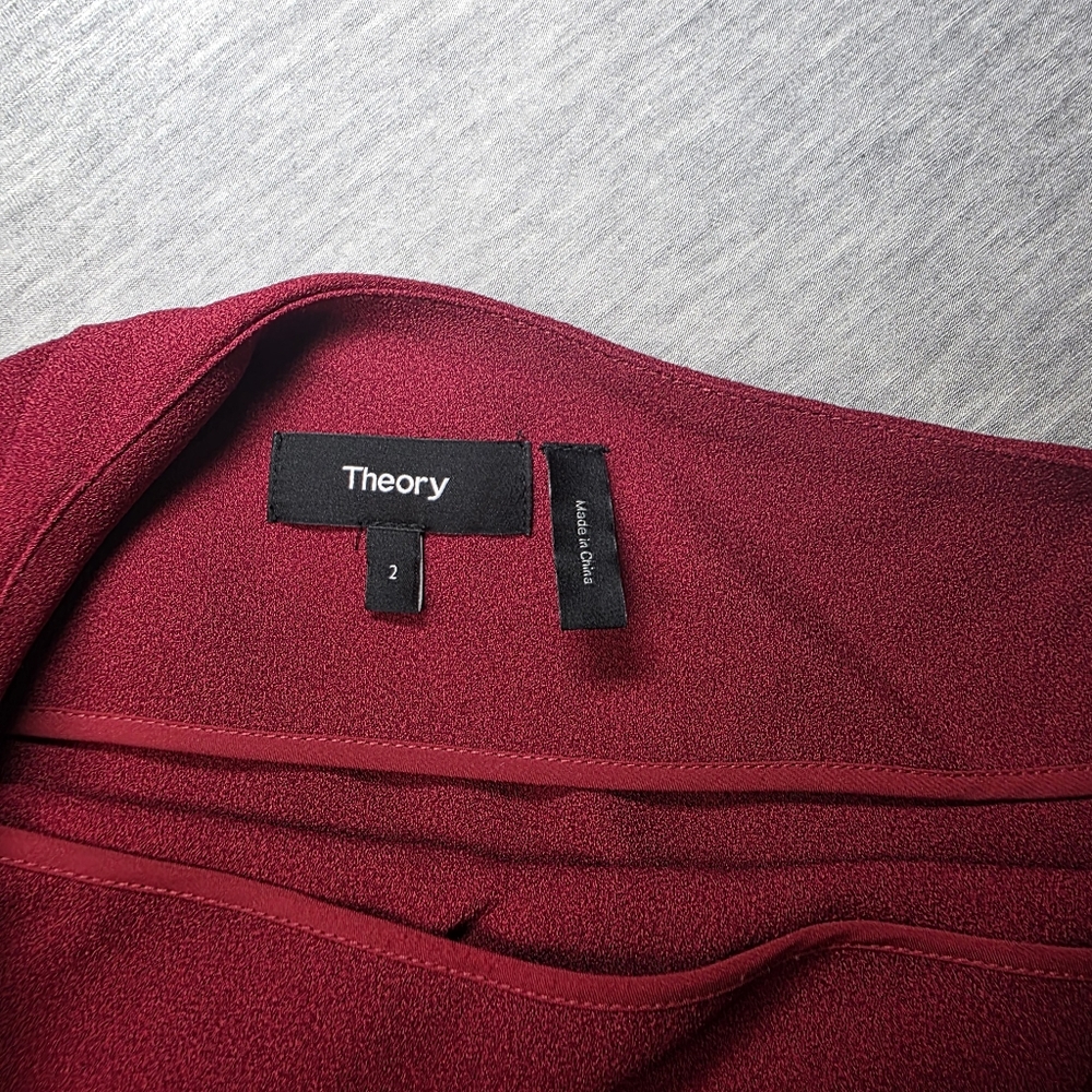 Theory Sintsi One Shoulder Crimson Asymetrical Dress Size 2 - Picture 2 of 6